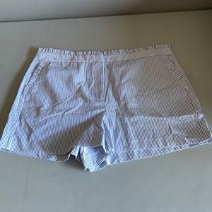 striped shorts with ruffles